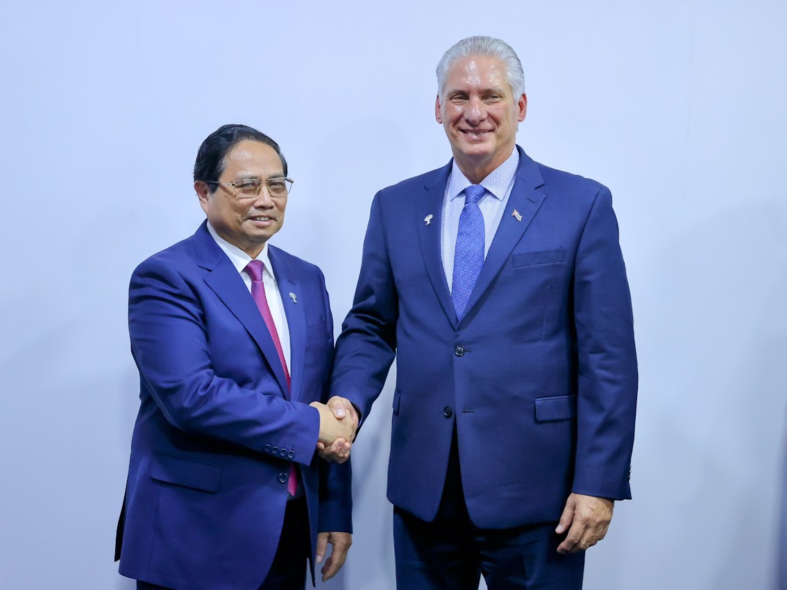 Thủ tướng Chính phủ Phạm Minh Chính hội kiến Bí thư thứ nhất, Chủ tịch nước Cuba Miguel Diaz Canel